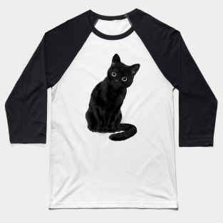 Spooky Cute Black Cat Baseball T-Shirt